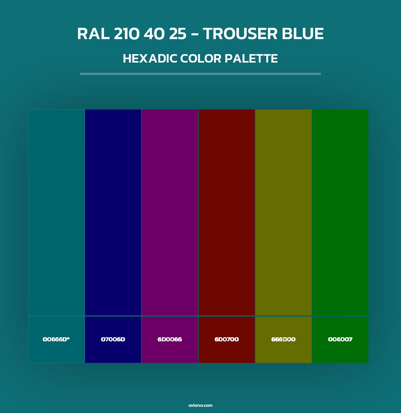 RAL 210 40 25 - Trouser Blue - Hexadic Color Palette