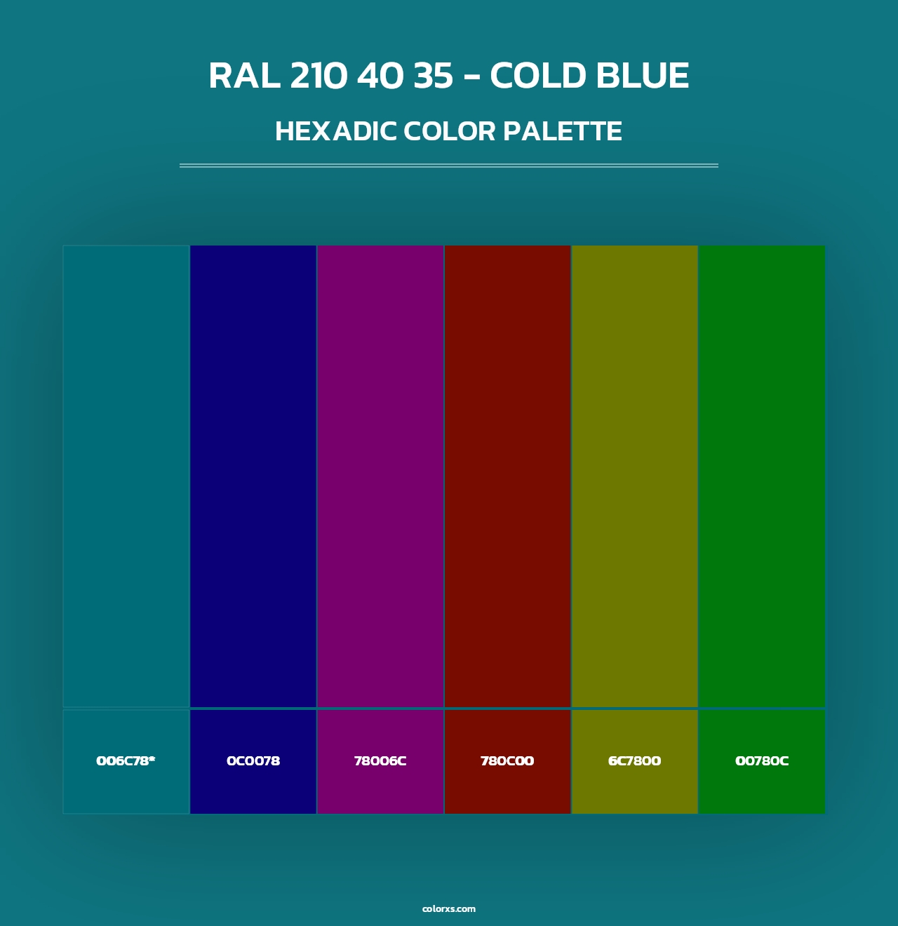 RAL 210 40 35 - Cold Blue - Hexadic Color Palette