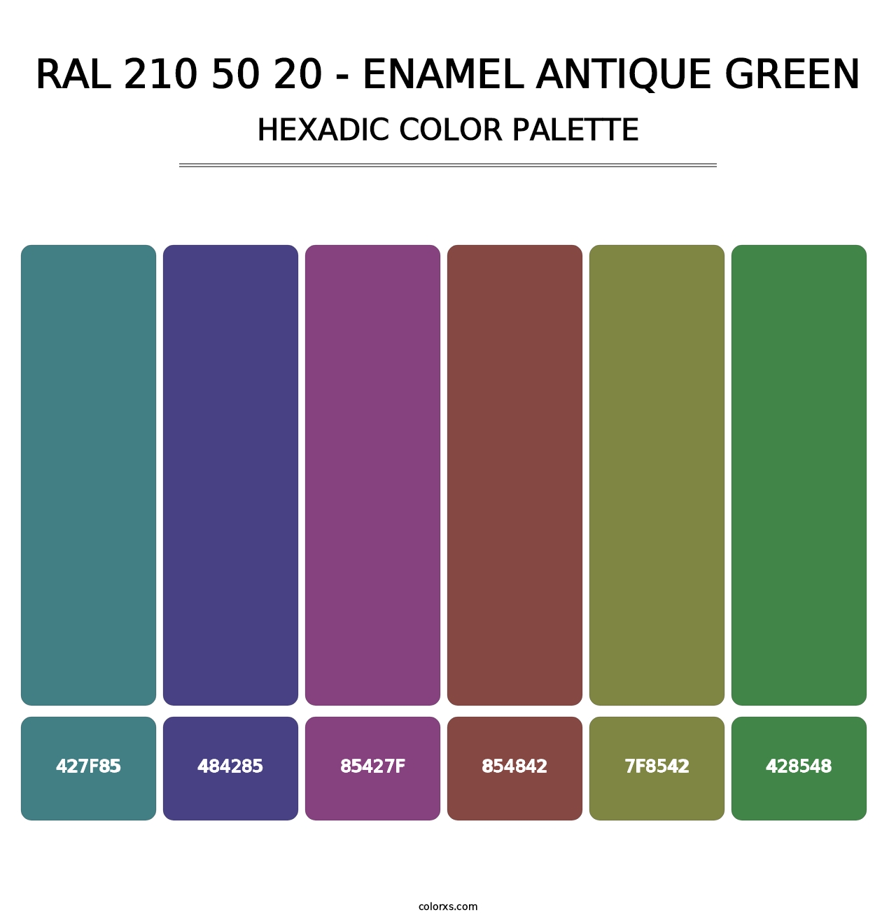 RAL 210 50 20 - Enamel Antique Green - Hexadic Color Palette
