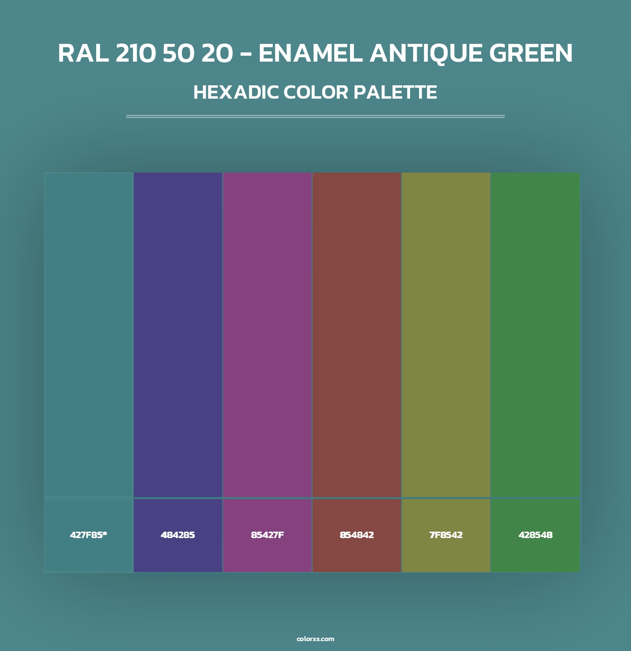 RAL 210 50 20 - Enamel Antique Green - Hexadic Color Palette