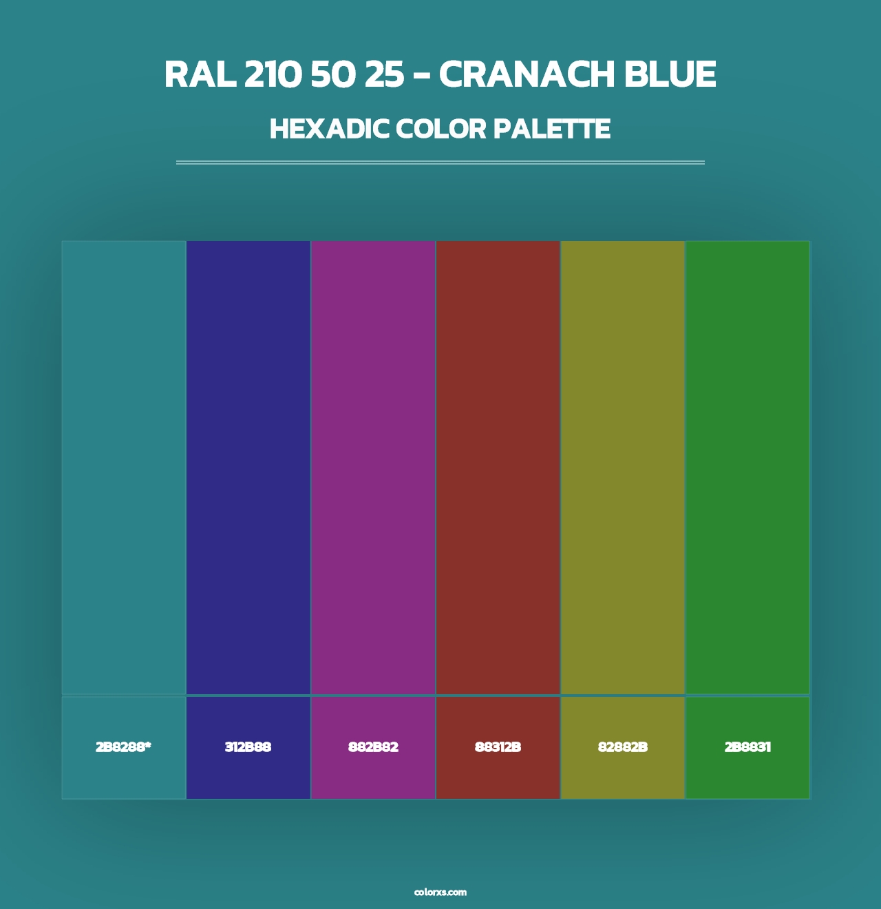 RAL 210 50 25 - Cranach Blue - Hexadic Color Palette