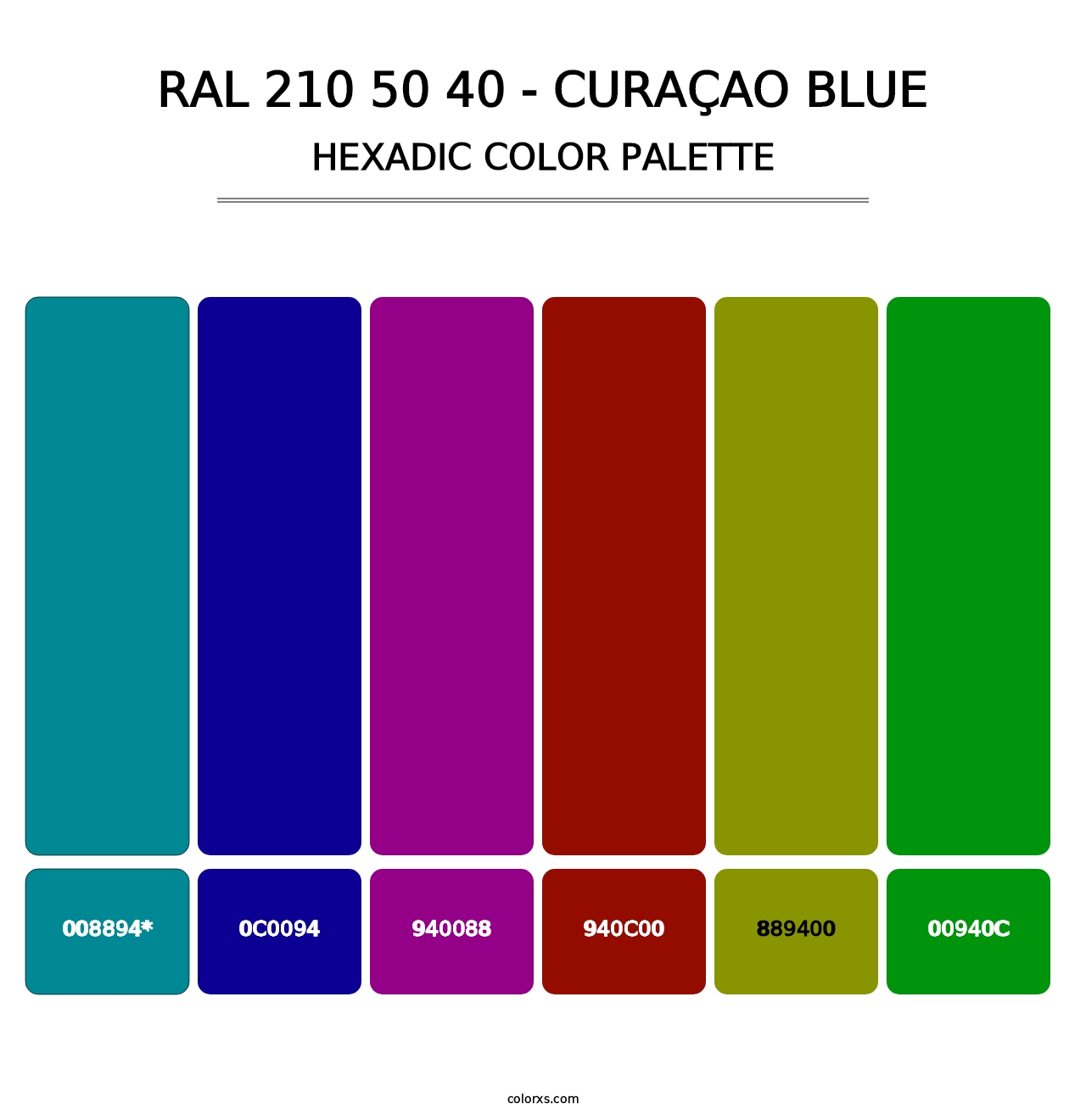 RAL 210 50 40 - Curaçao Blue - Hexadic Color Palette