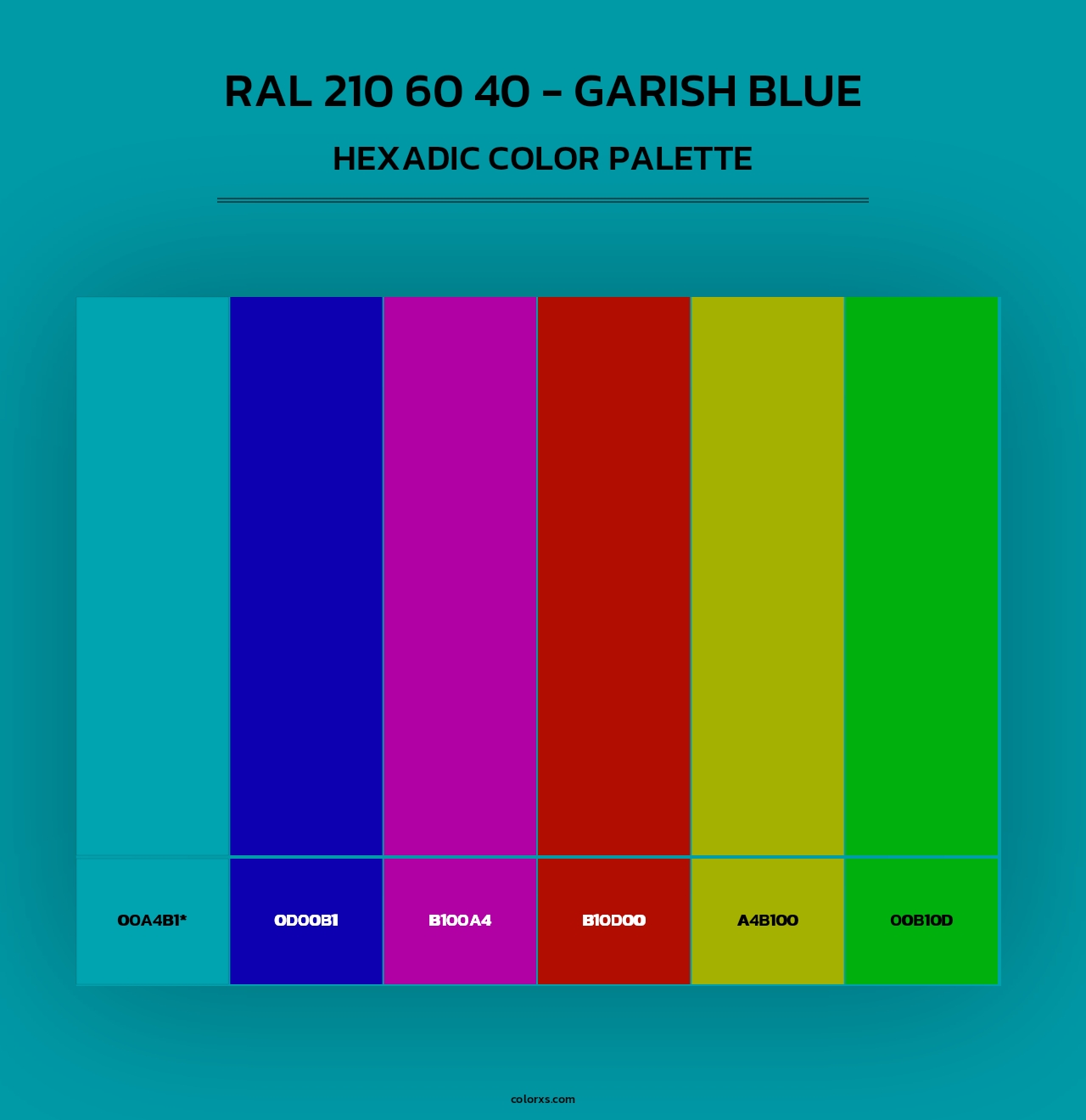 RAL 210 60 40 - Garish Blue - Hexadic Color Palette