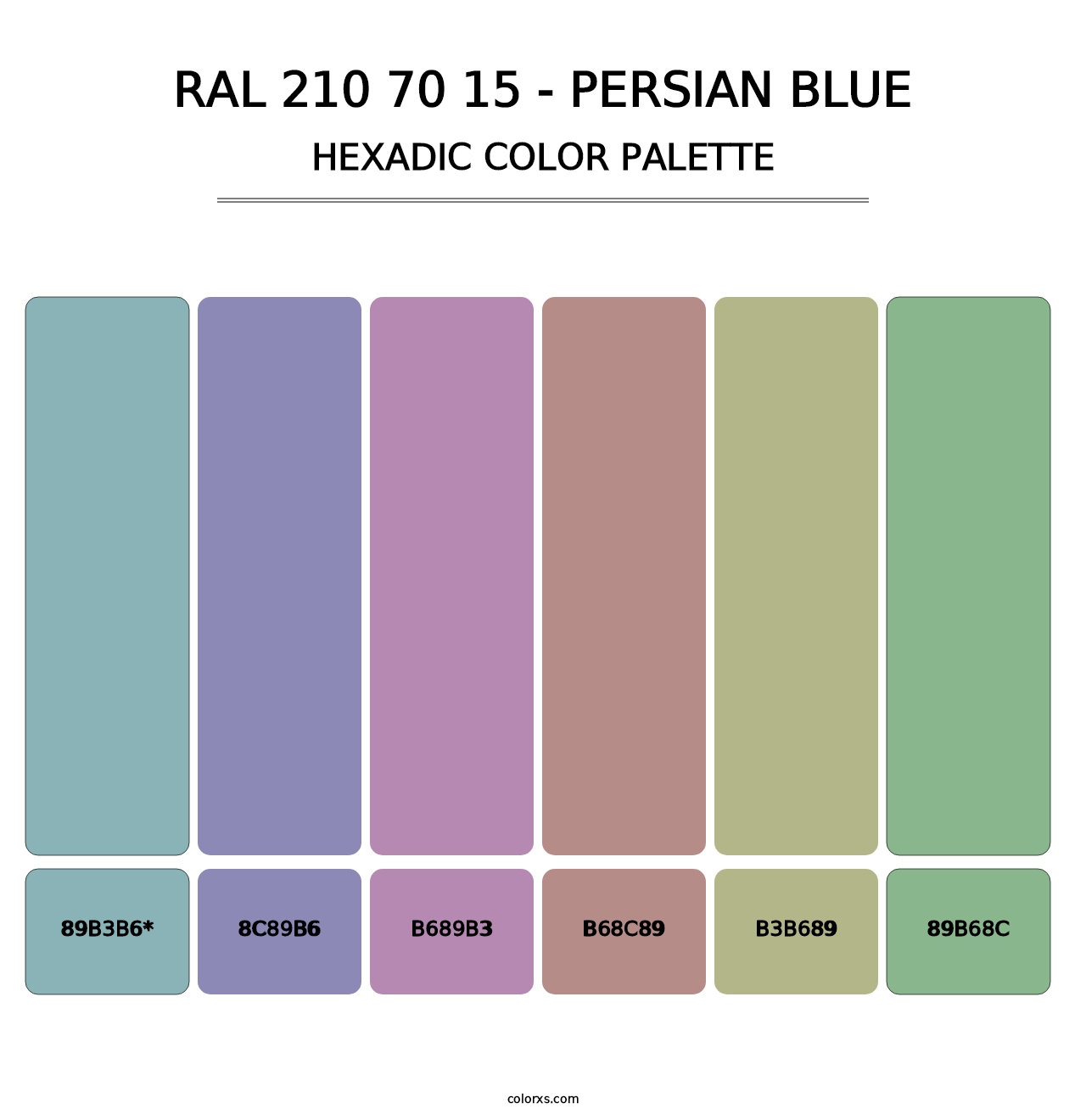 RAL 210 70 15 - Persian Blue - Hexadic Color Palette
