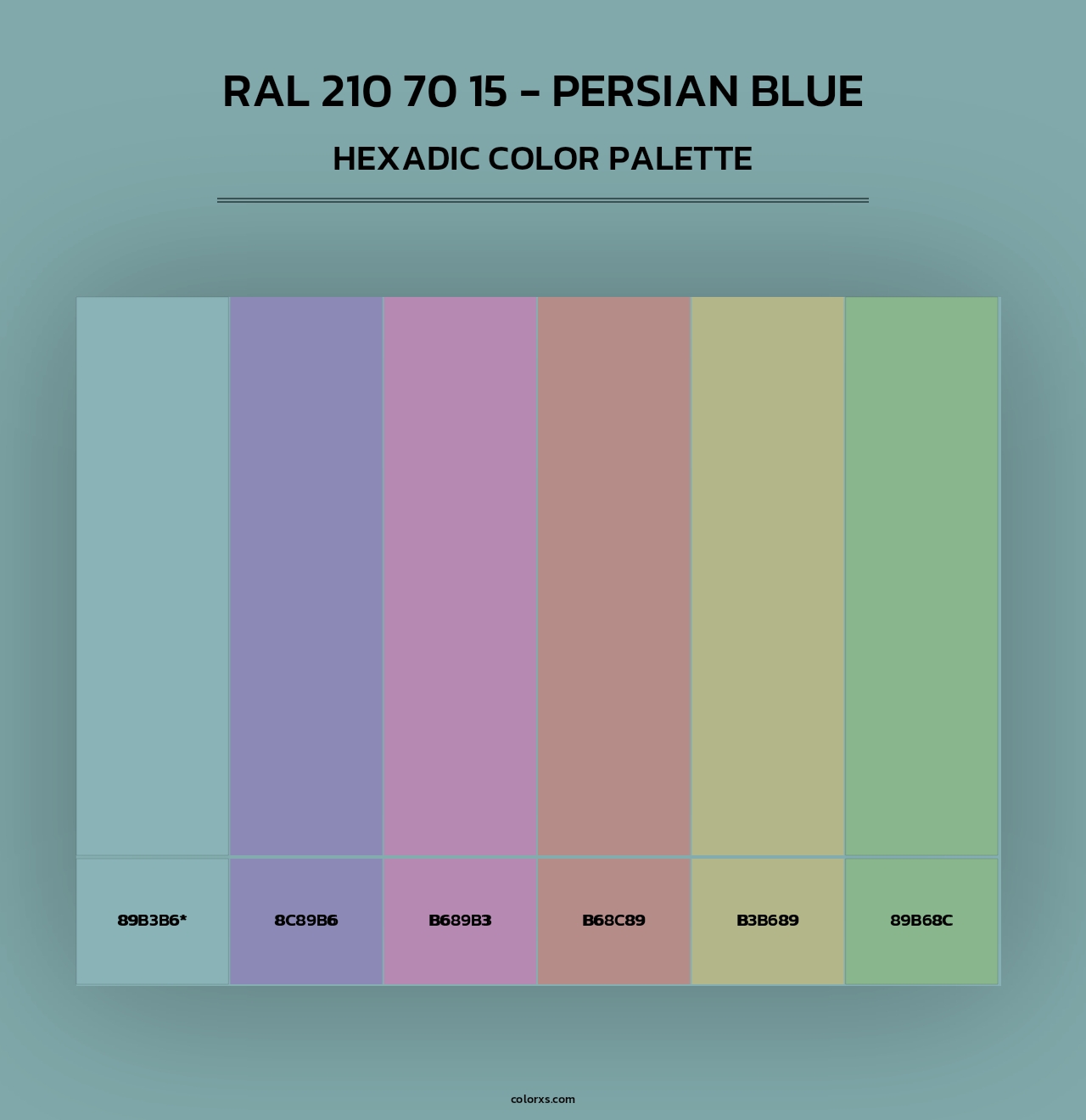 RAL 210 70 15 - Persian Blue - Hexadic Color Palette