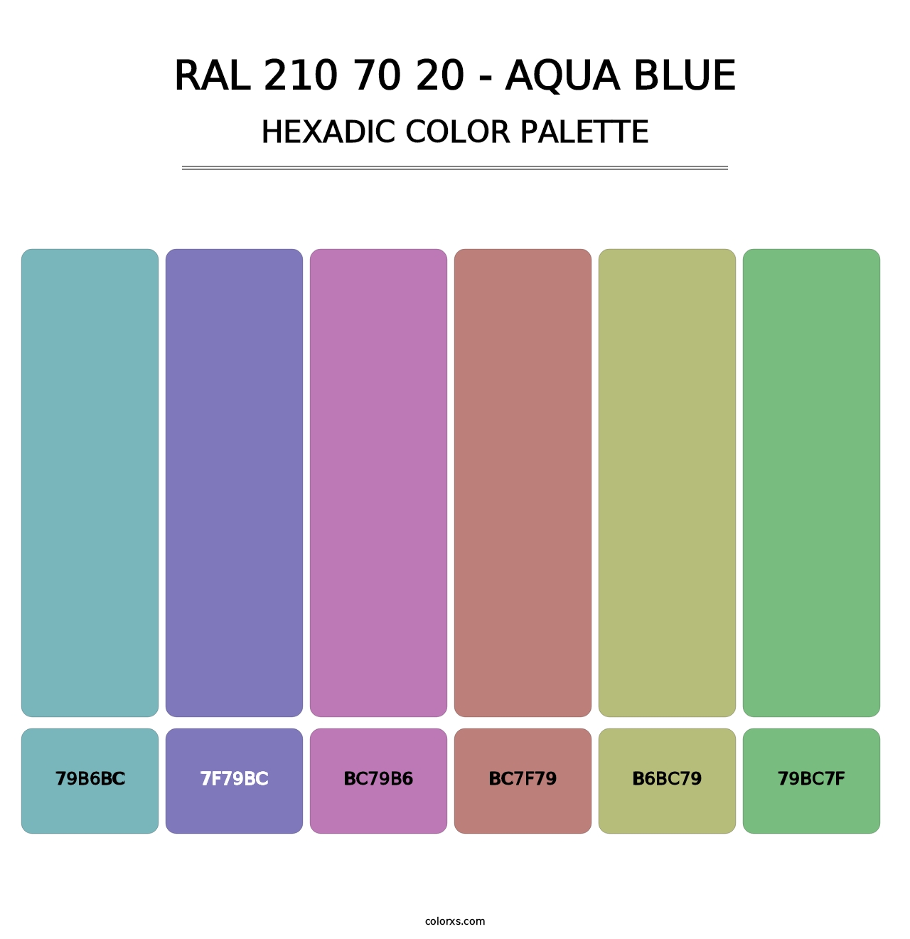 RAL 210 70 20 - Aqua Blue - Hexadic Color Palette