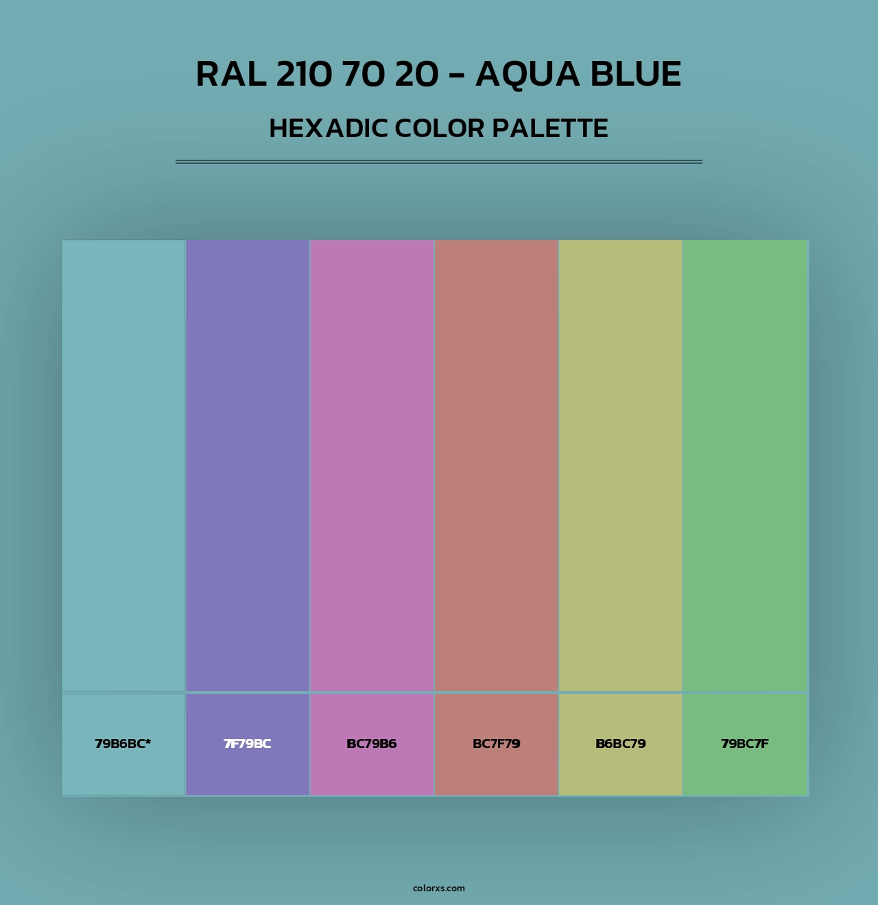 RAL 210 70 20 - Aqua Blue - Hexadic Color Palette