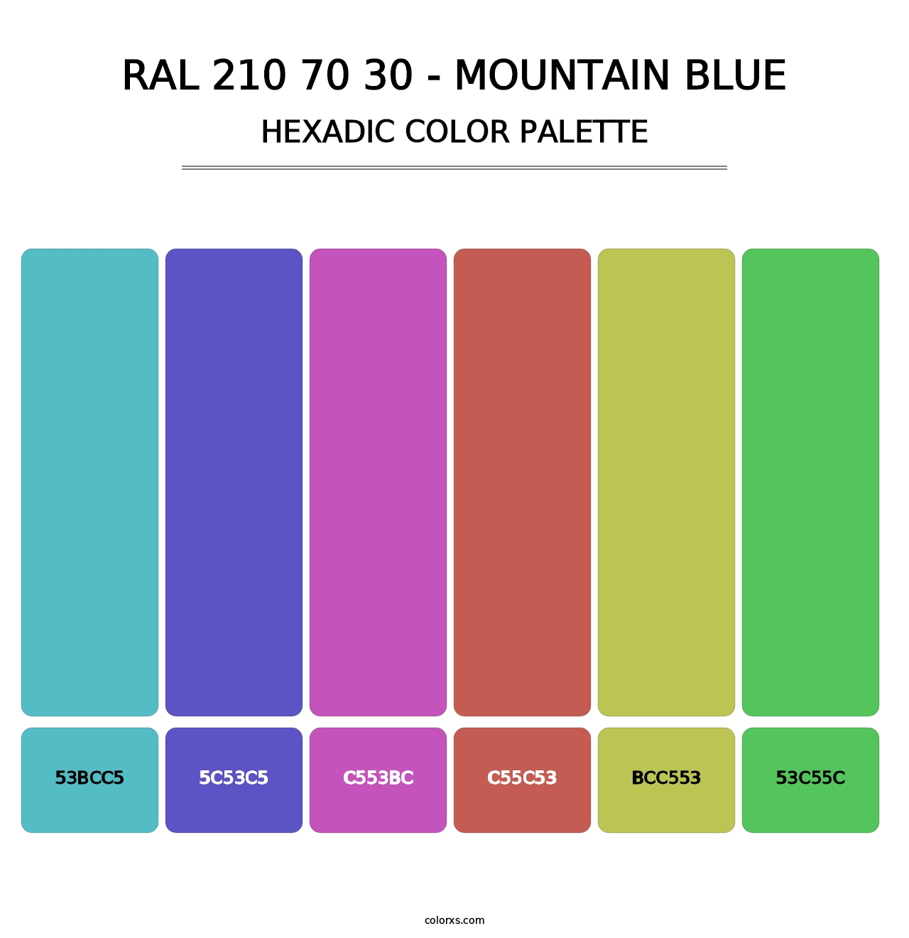 RAL 210 70 30 - Mountain Blue - Hexadic Color Palette