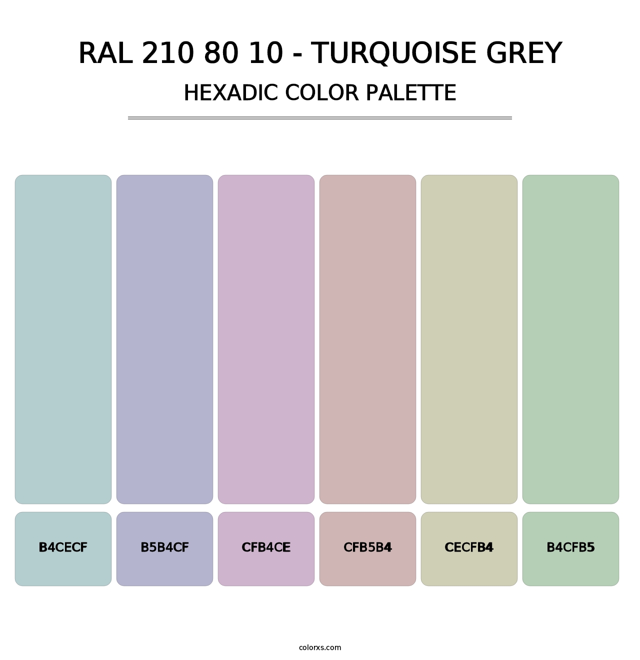 RAL 210 80 10 - Turquoise Grey - Hexadic Color Palette