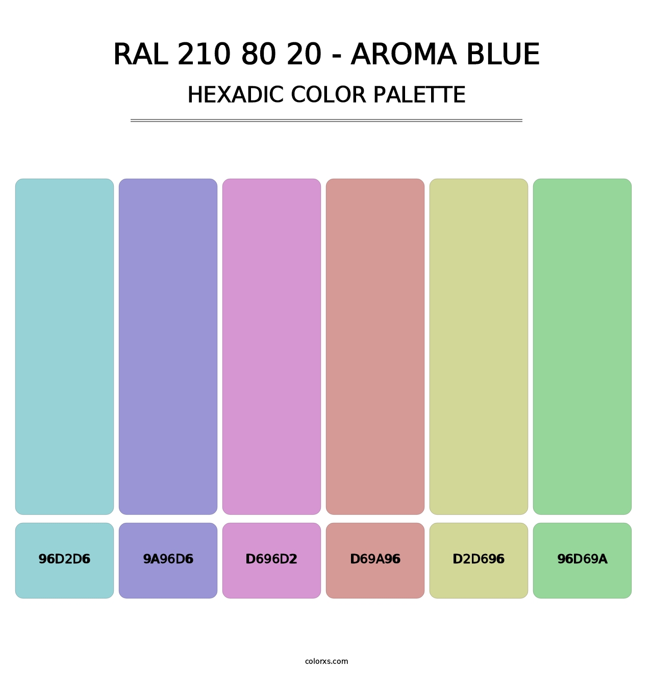 RAL 210 80 20 - Aroma Blue - Hexadic Color Palette