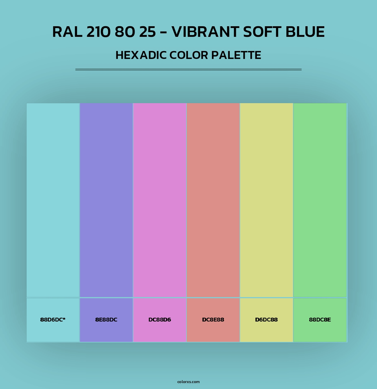 RAL 210 80 25 - Vibrant Soft Blue - Hexadic Color Palette