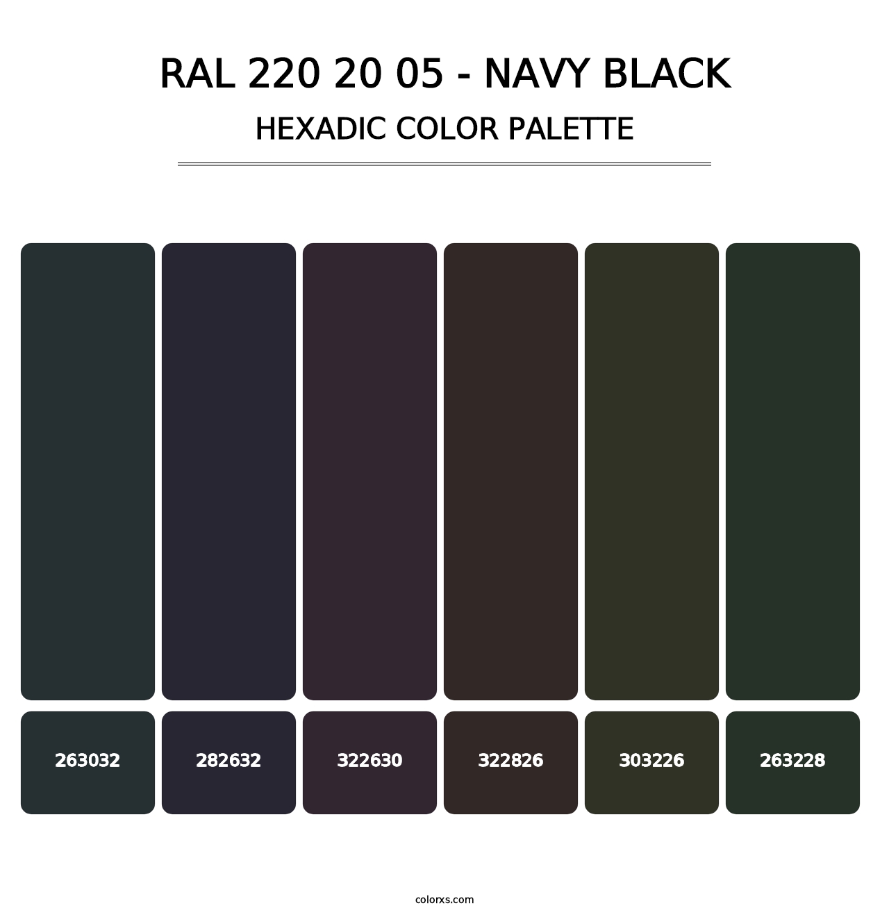 RAL 220 20 05 - Navy Black - Hexadic Color Palette