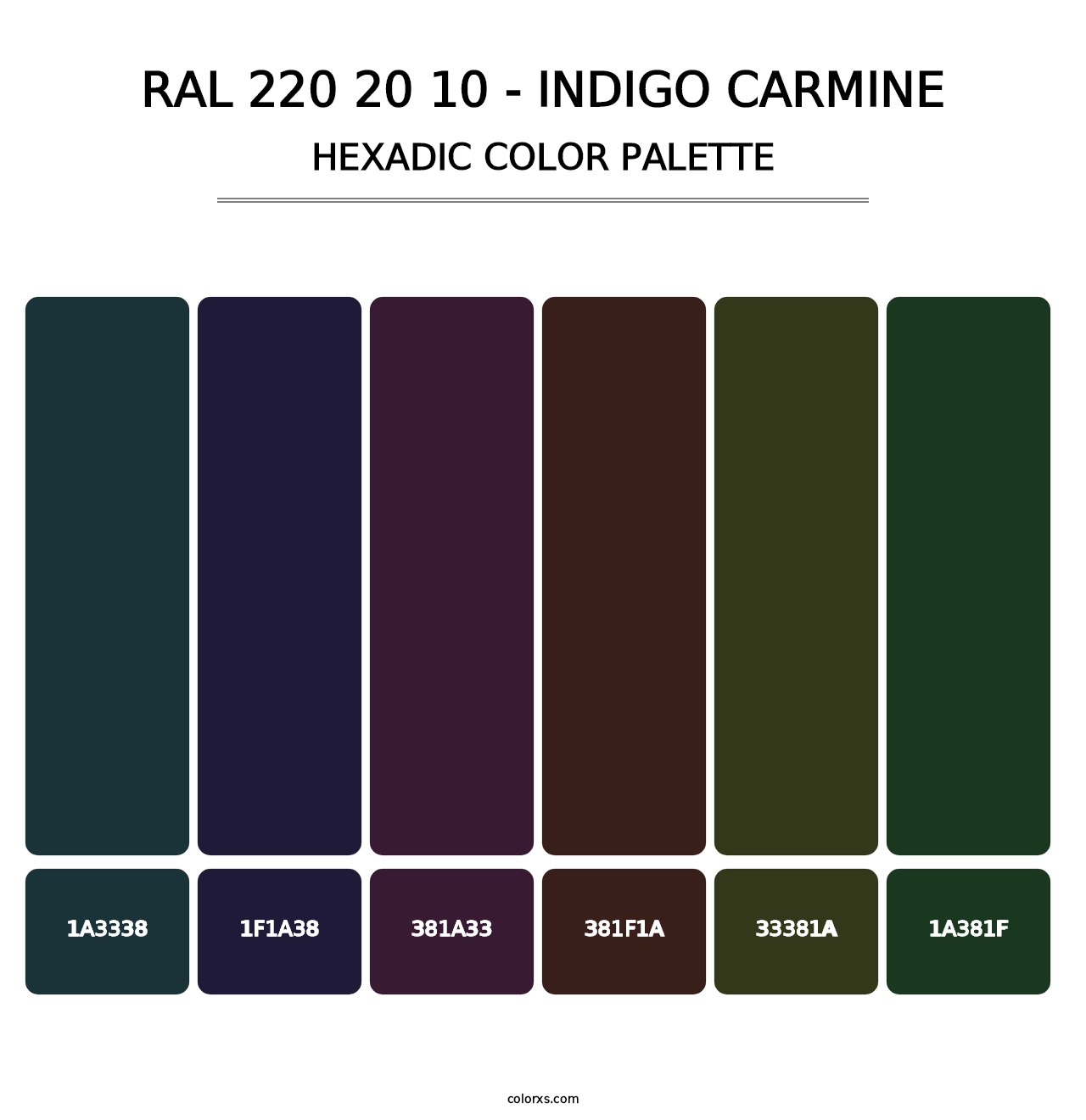 RAL 220 20 10 - Indigo Carmine - Hexadic Color Palette