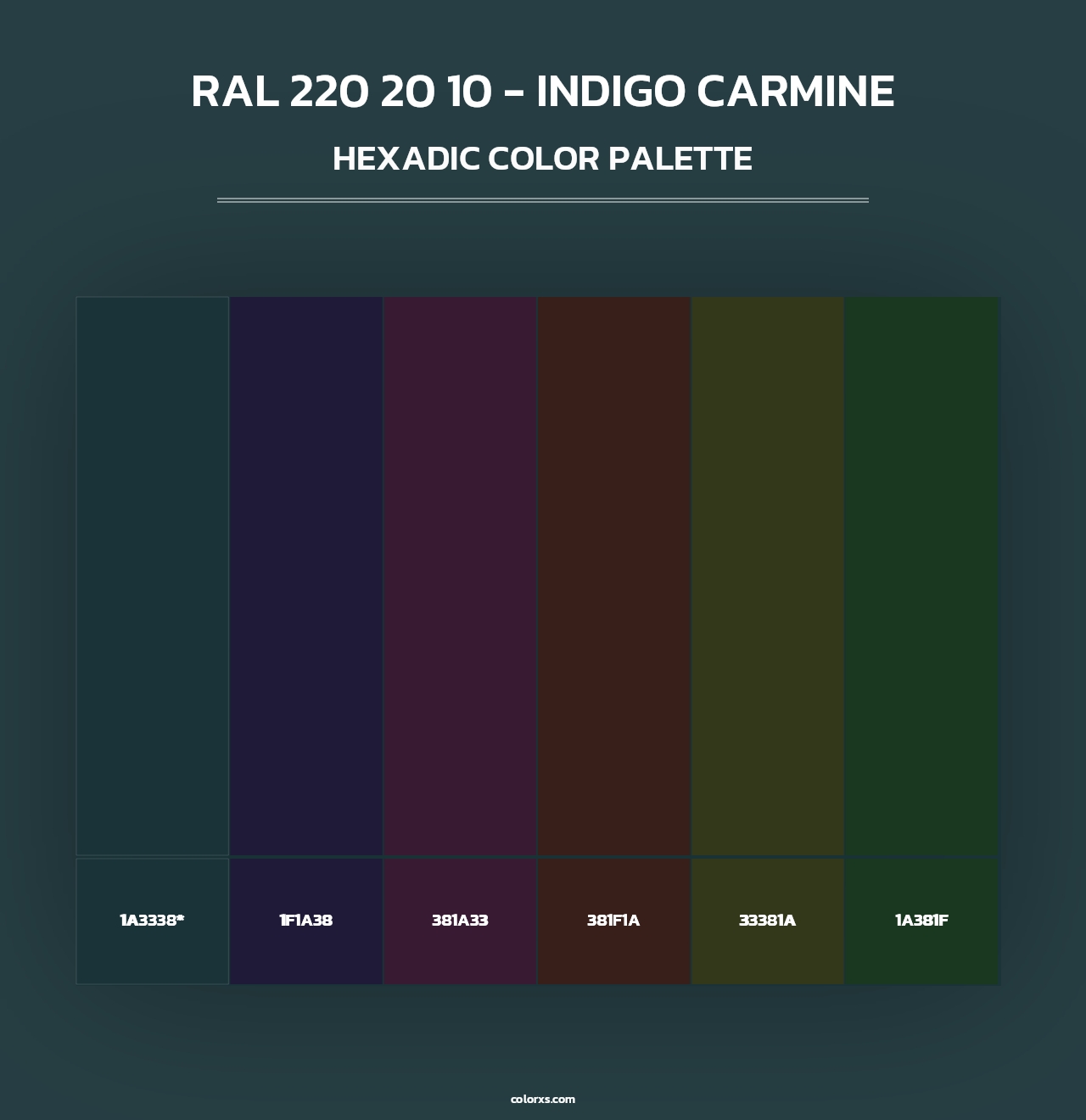 RAL 220 20 10 - Indigo Carmine - Hexadic Color Palette