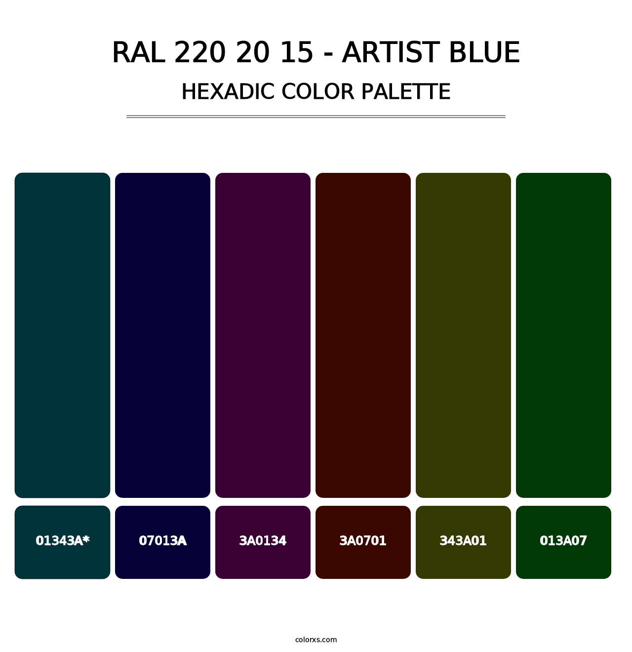RAL 220 20 15 - Artist Blue - Hexadic Color Palette