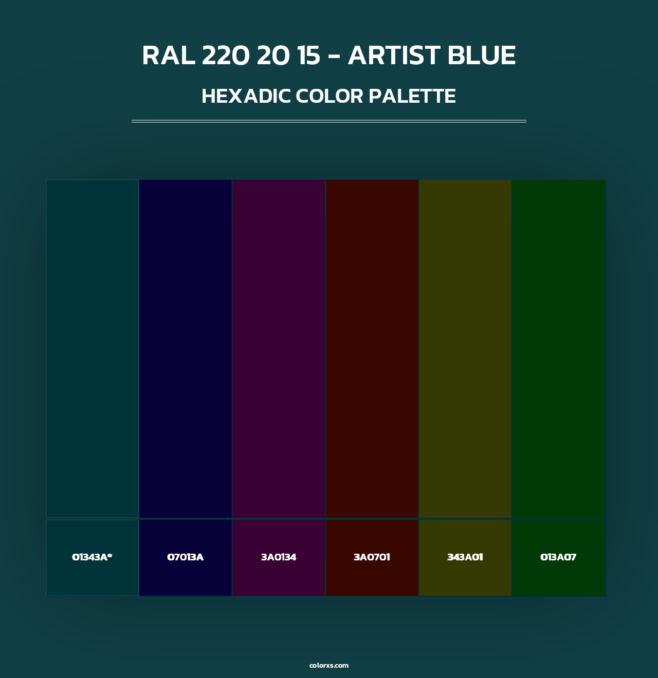 RAL 220 20 15 - Artist Blue - Hexadic Color Palette