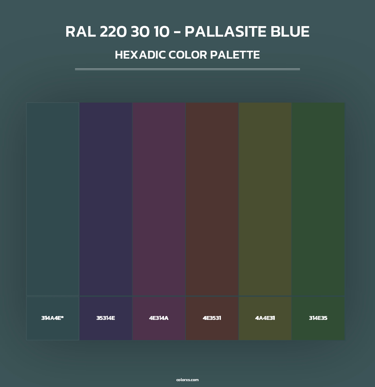 RAL 220 30 10 - Pallasite Blue - Hexadic Color Palette