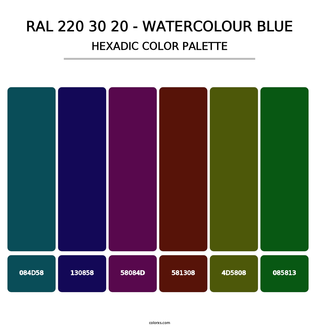 RAL 220 30 20 - Watercolour Blue - Hexadic Color Palette
