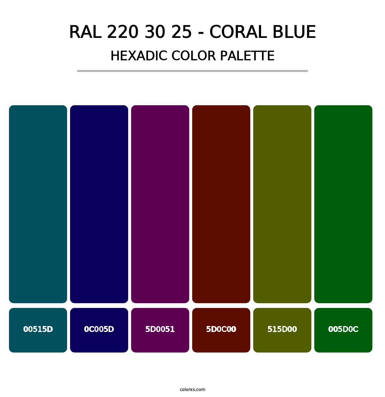 RAL 220 30 25 - Coral Blue - Hexadic Color Palette