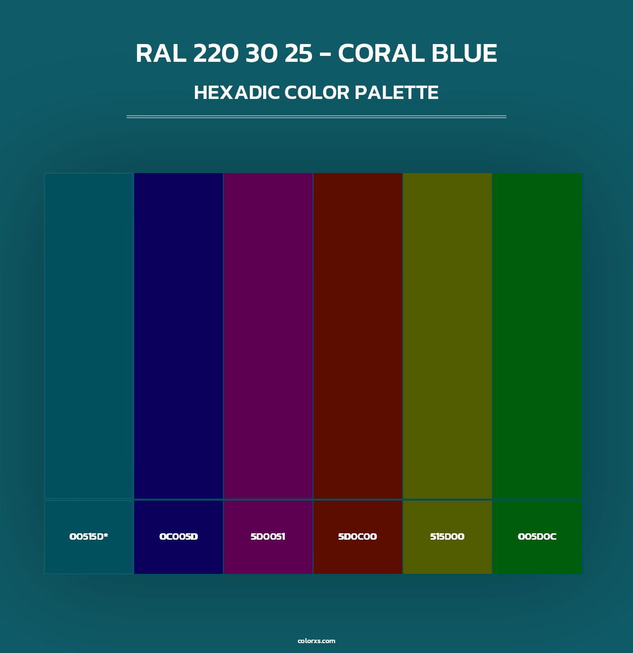 RAL 220 30 25 - Coral Blue - Hexadic Color Palette