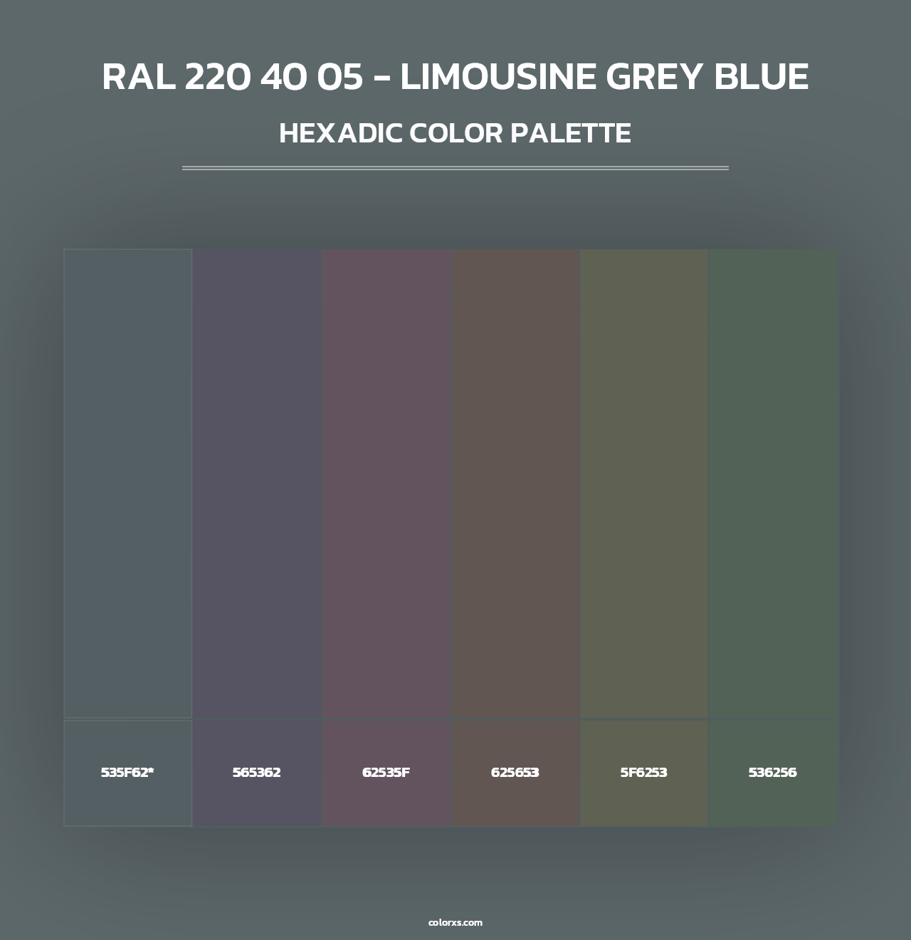 RAL 220 40 05 - Limousine Grey Blue - Hexadic Color Palette