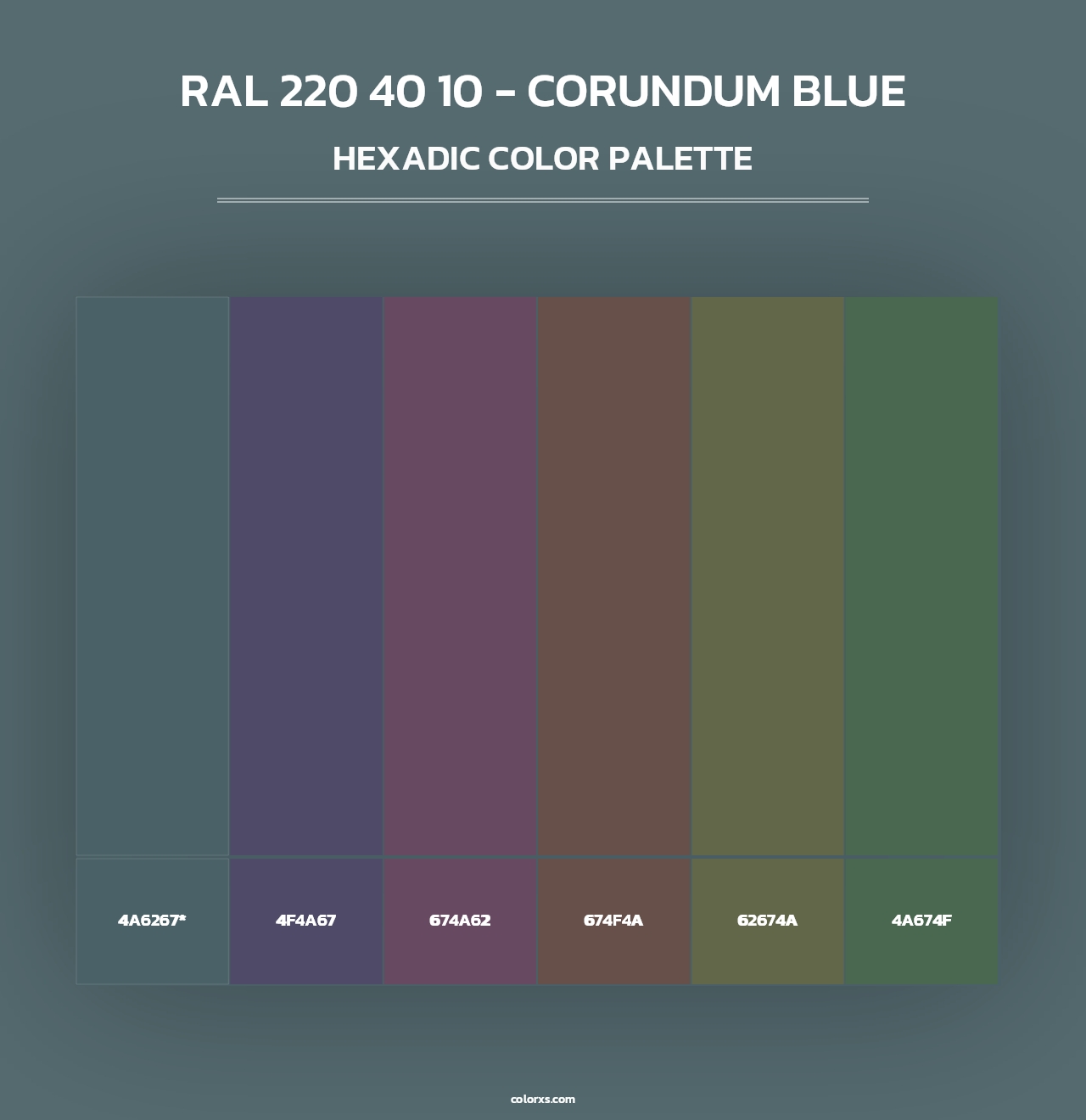 RAL 220 40 10 - Corundum Blue - Hexadic Color Palette