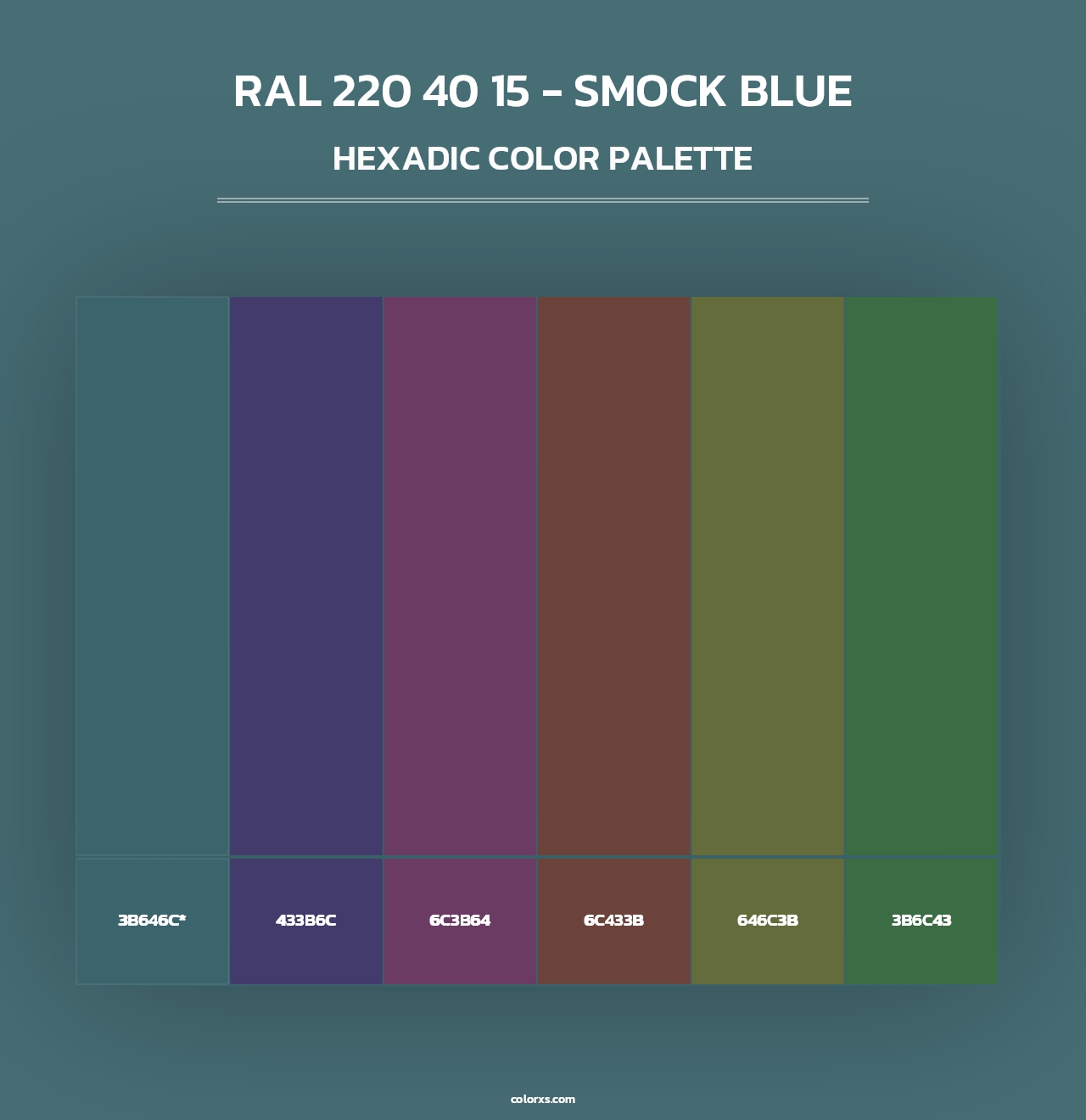 RAL 220 40 15 - Smock Blue - Hexadic Color Palette