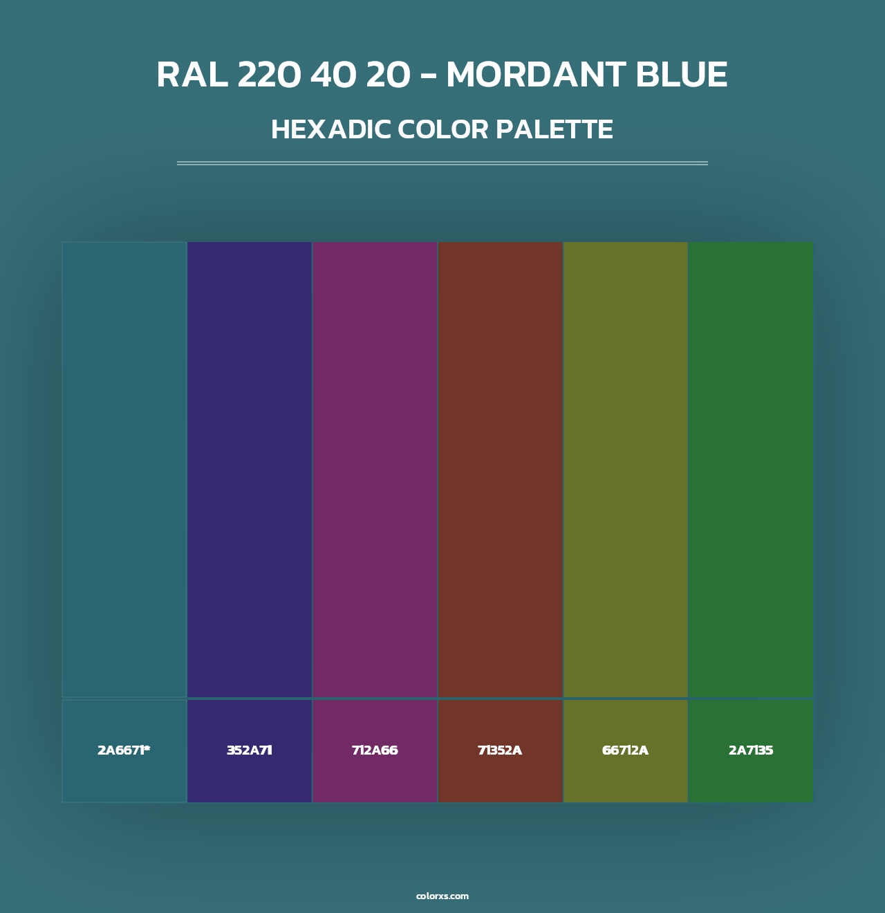 RAL 220 40 20 - Mordant Blue - Hexadic Color Palette
