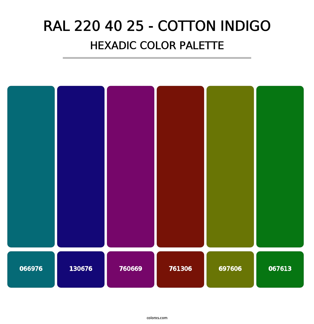RAL 220 40 25 - Cotton Indigo - Hexadic Color Palette
