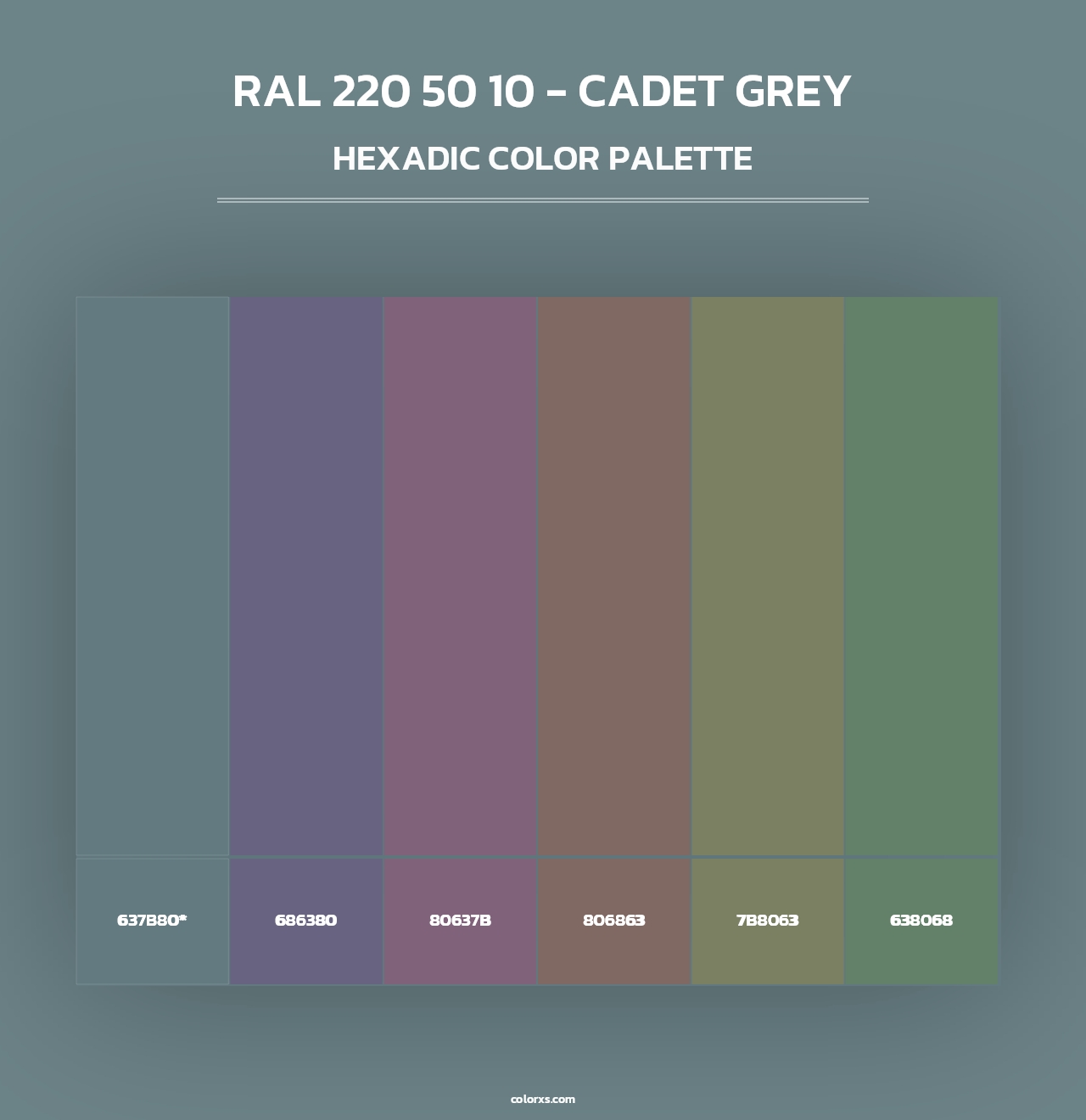 RAL 220 50 10 - Cadet Grey - Hexadic Color Palette