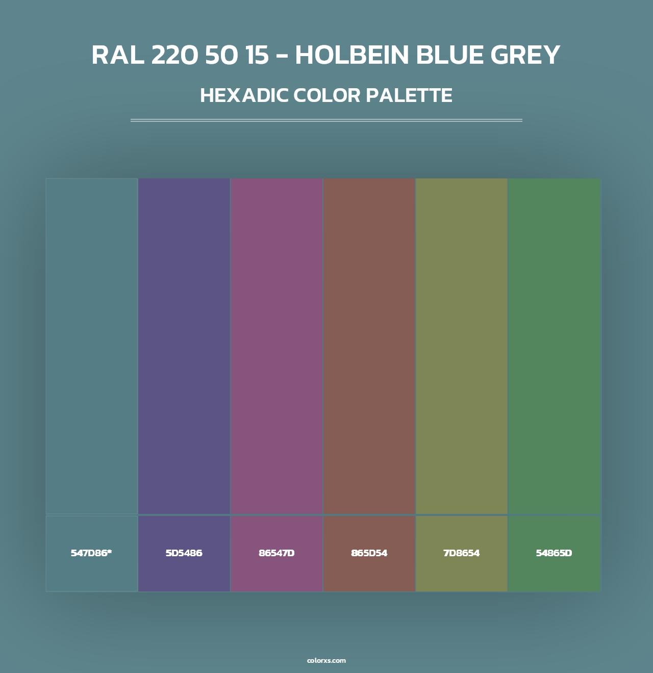 RAL 220 50 15 - Holbein Blue Grey - Hexadic Color Palette