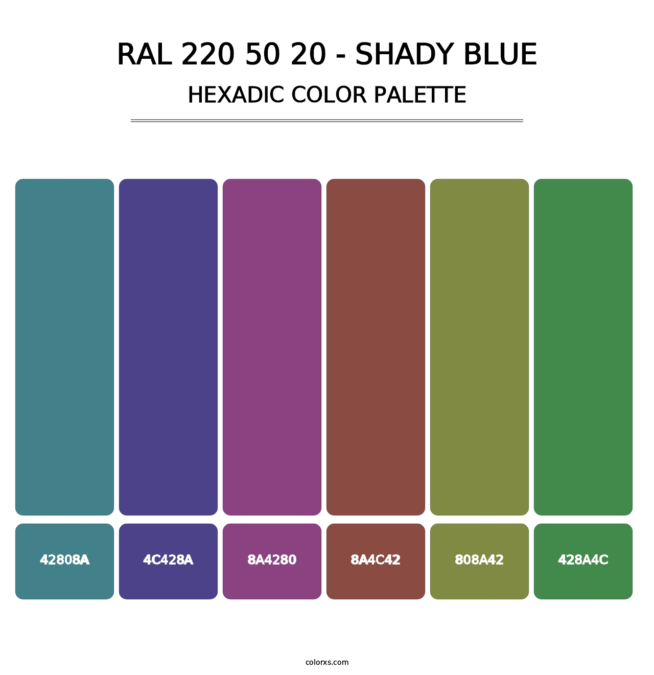 RAL 220 50 20 - Shady Blue - Hexadic Color Palette