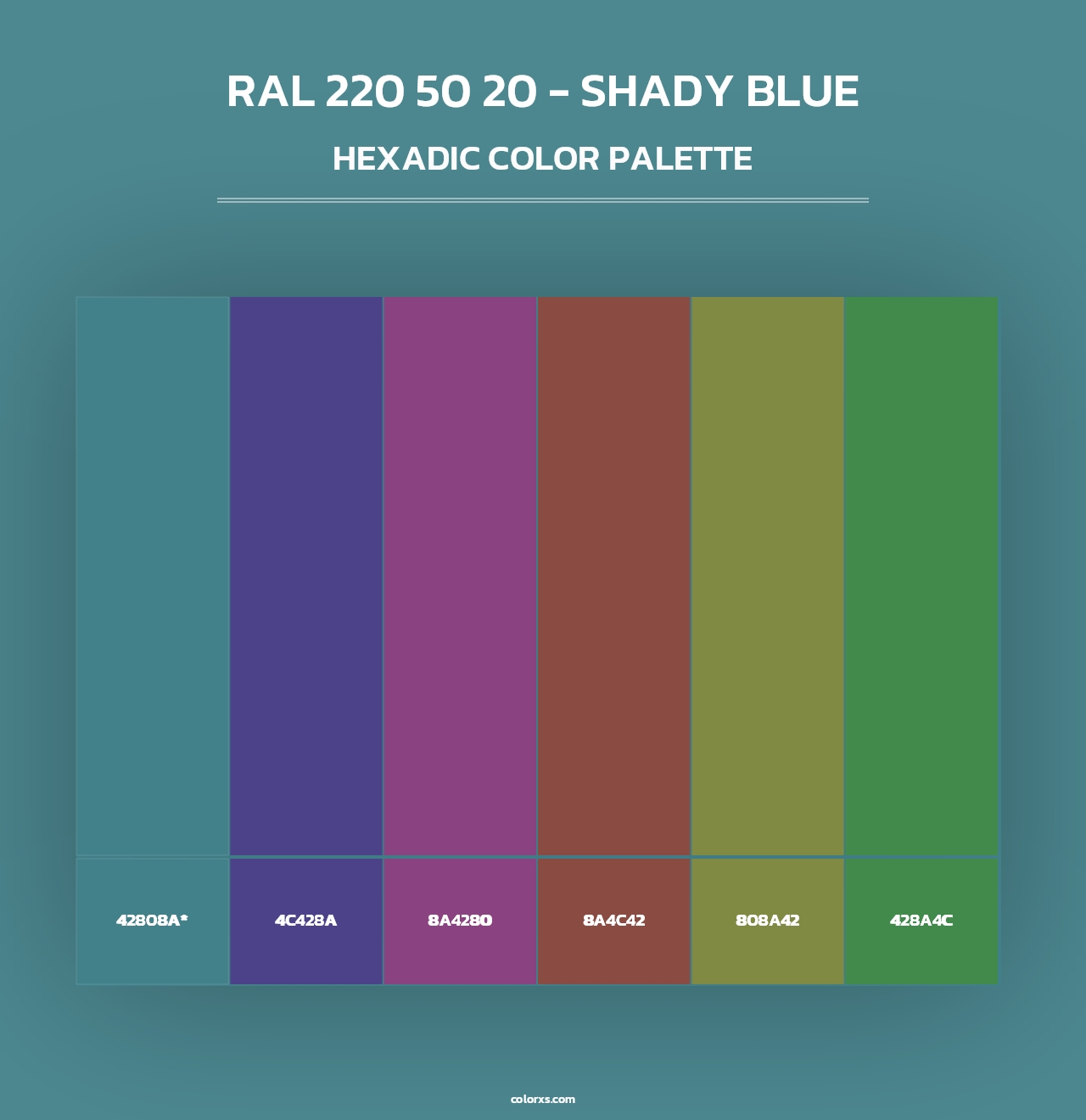 RAL 220 50 20 - Shady Blue - Hexadic Color Palette