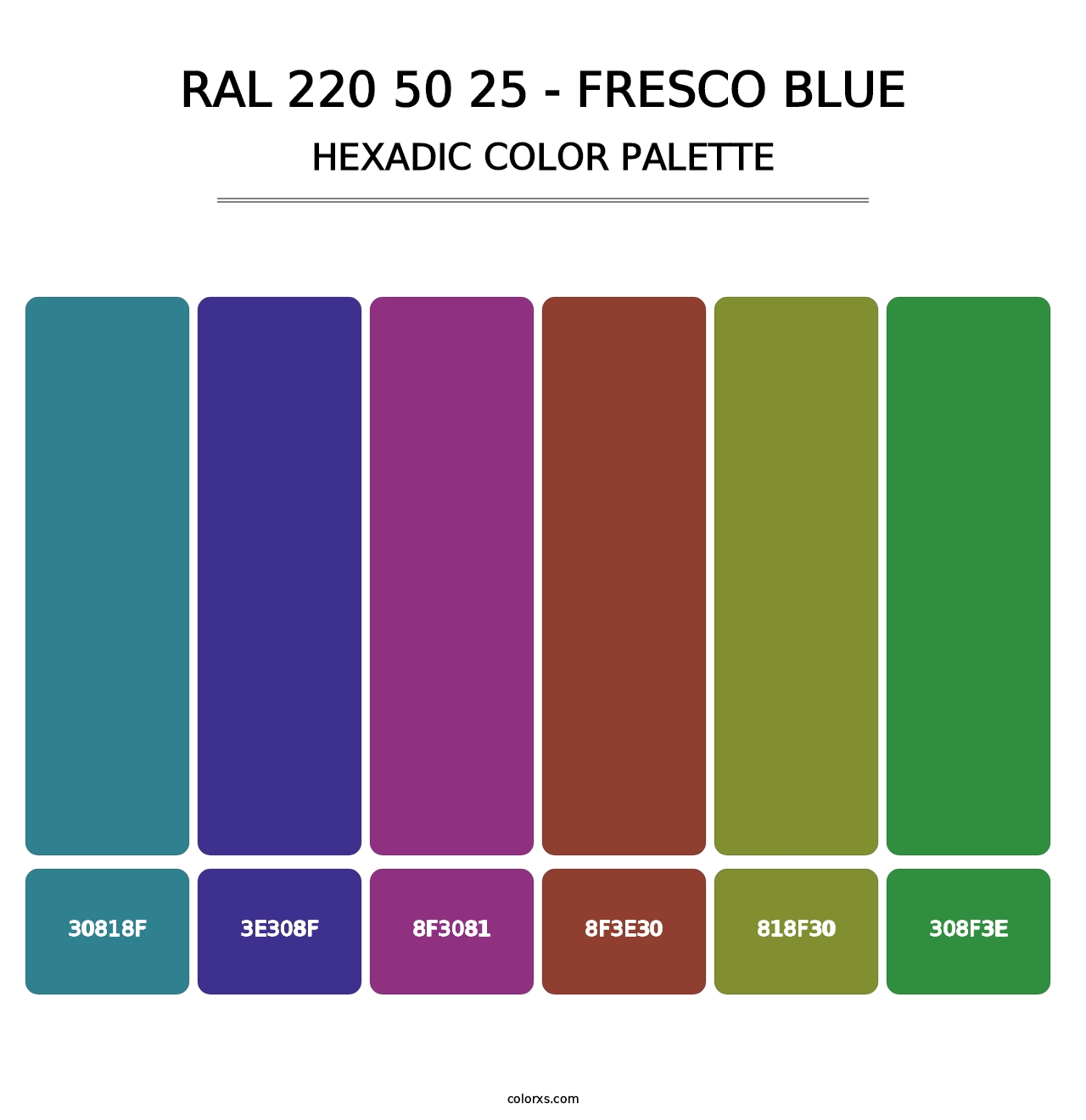 RAL 220 50 25 - Fresco Blue - Hexadic Color Palette