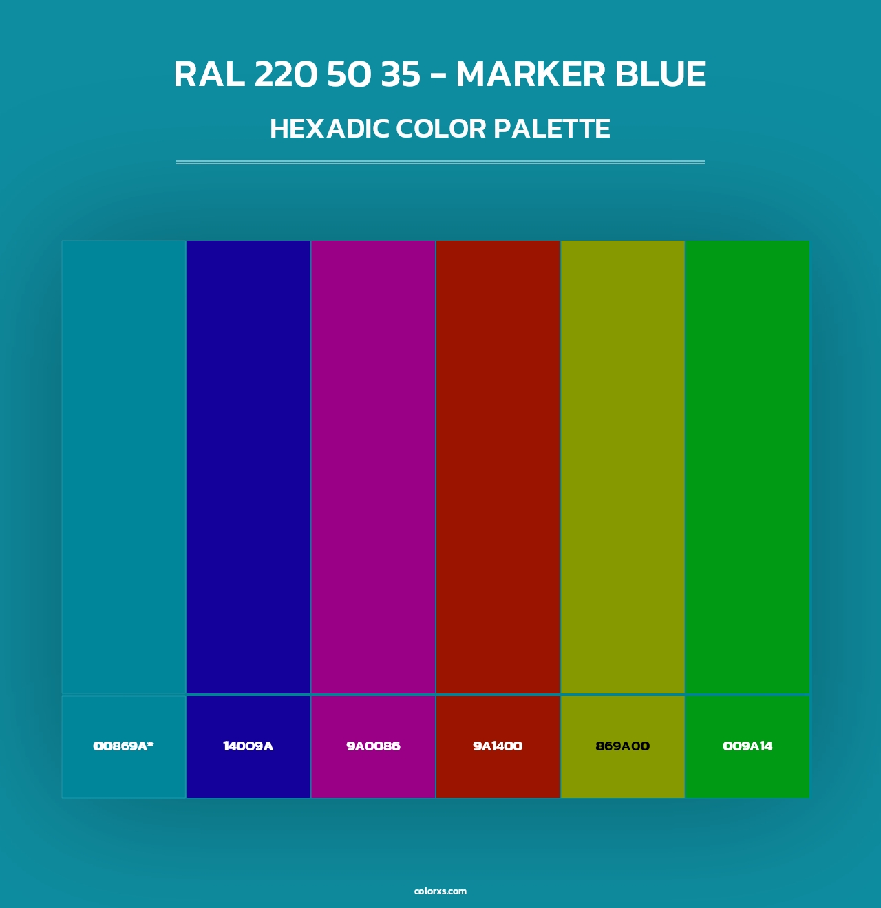 RAL 220 50 35 - Marker Blue - Hexadic Color Palette