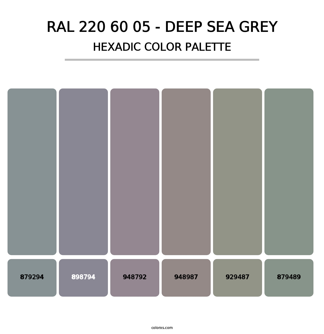 RAL 220 60 05 - Deep Sea Grey - Hexadic Color Palette