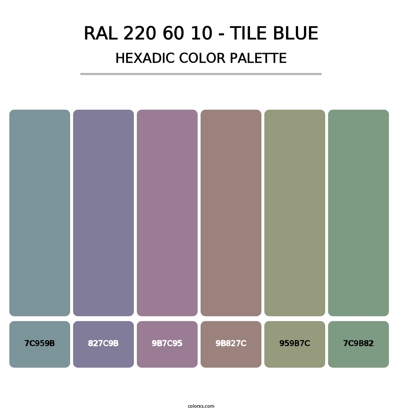 RAL 220 60 10 - Tile Blue - Hexadic Color Palette