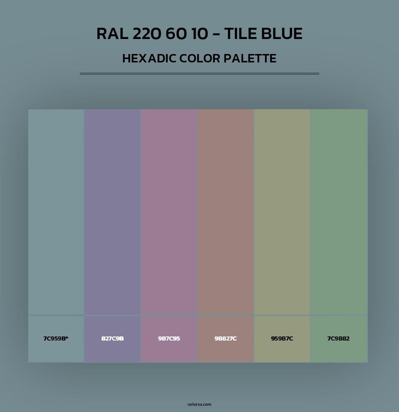 RAL 220 60 10 - Tile Blue - Hexadic Color Palette