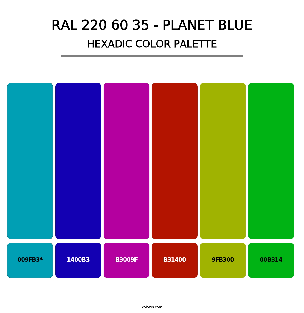 RAL 220 60 35 - Planet Blue - Hexadic Color Palette