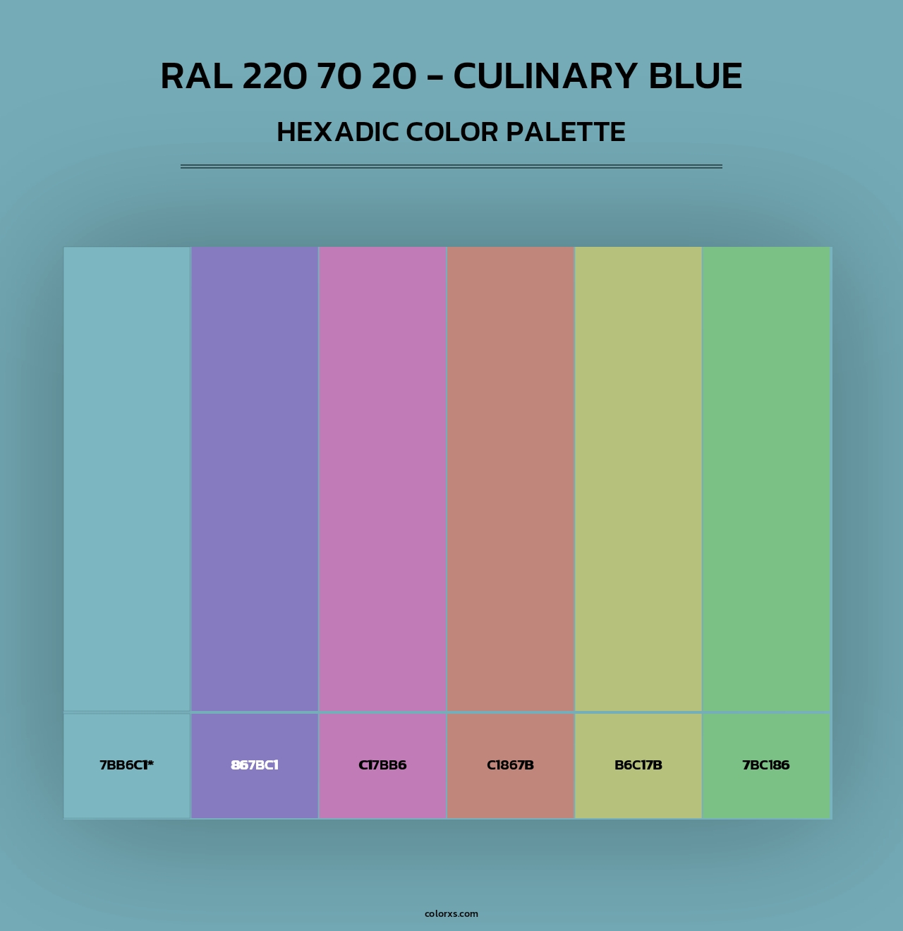 RAL 220 70 20 - Culinary Blue - Hexadic Color Palette