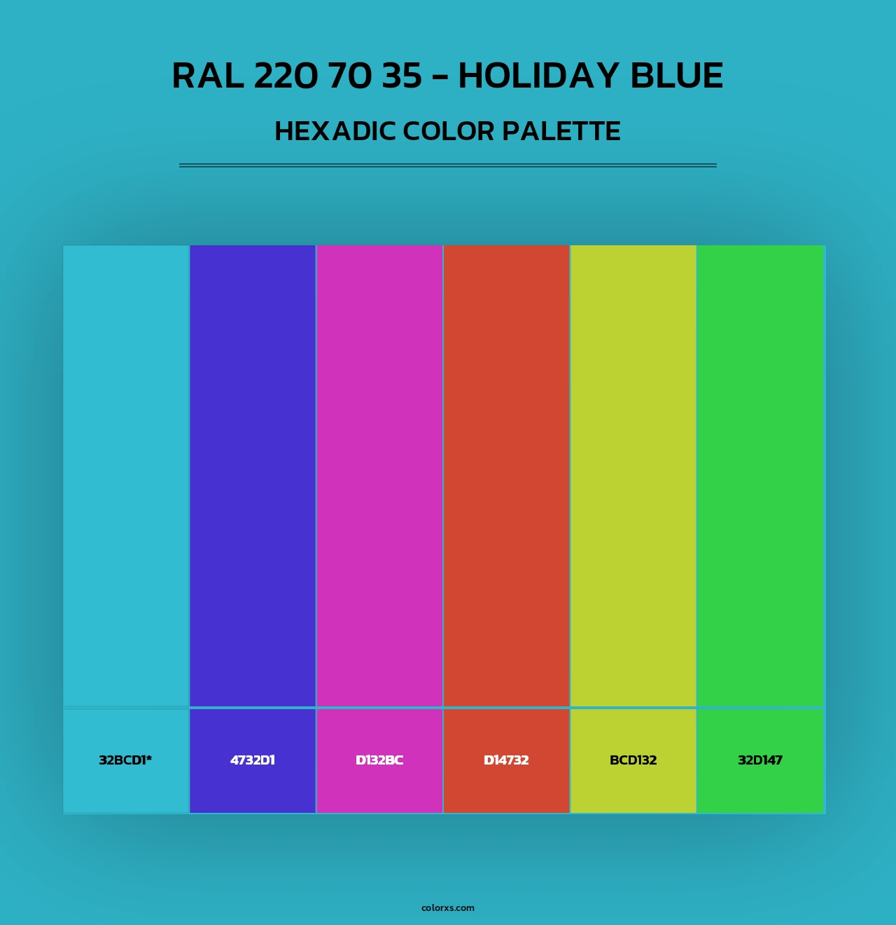RAL 220 70 35 - Holiday Blue - Hexadic Color Palette