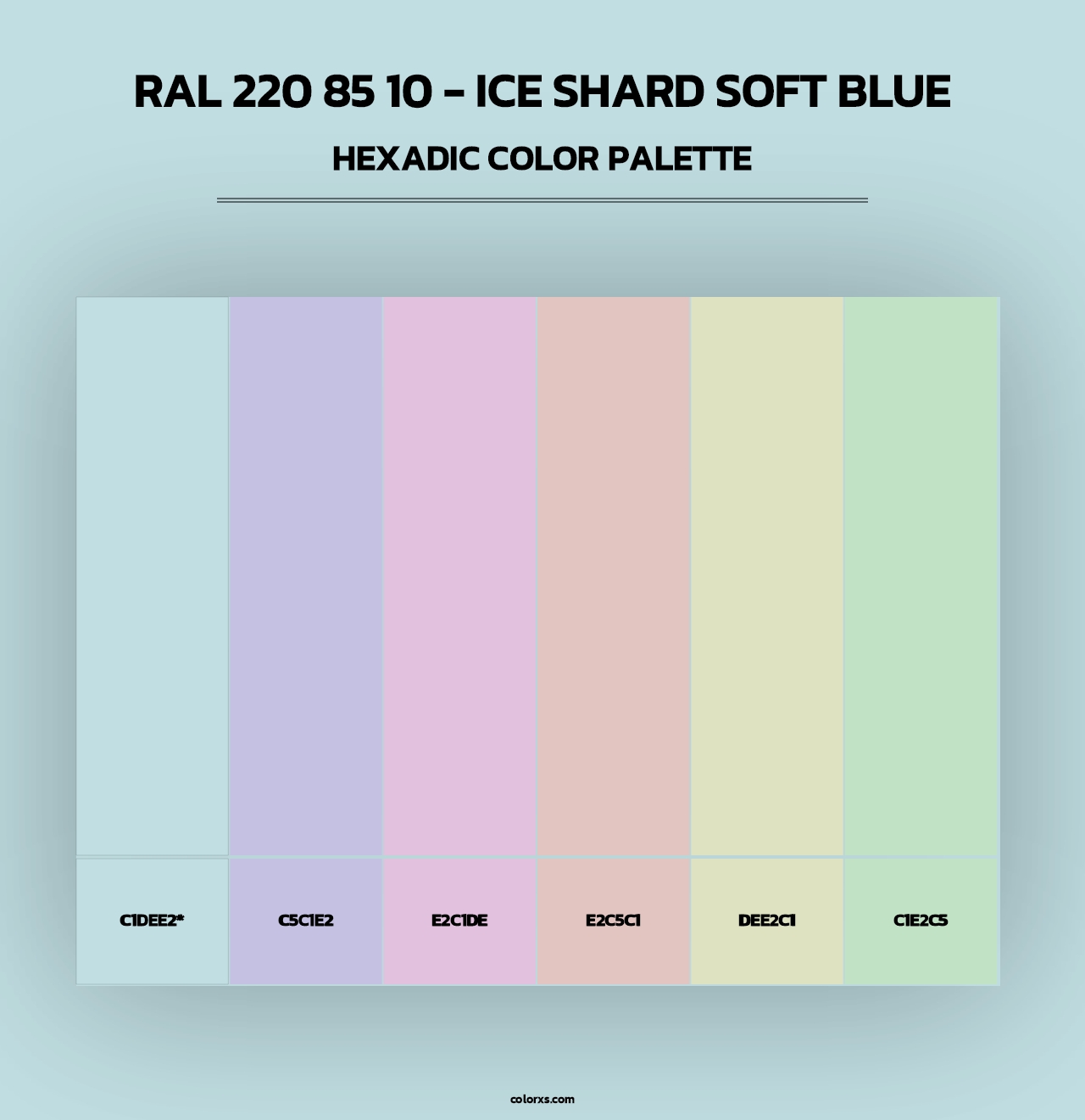 RAL 220 85 10 - Ice Shard Soft Blue - Hexadic Color Palette