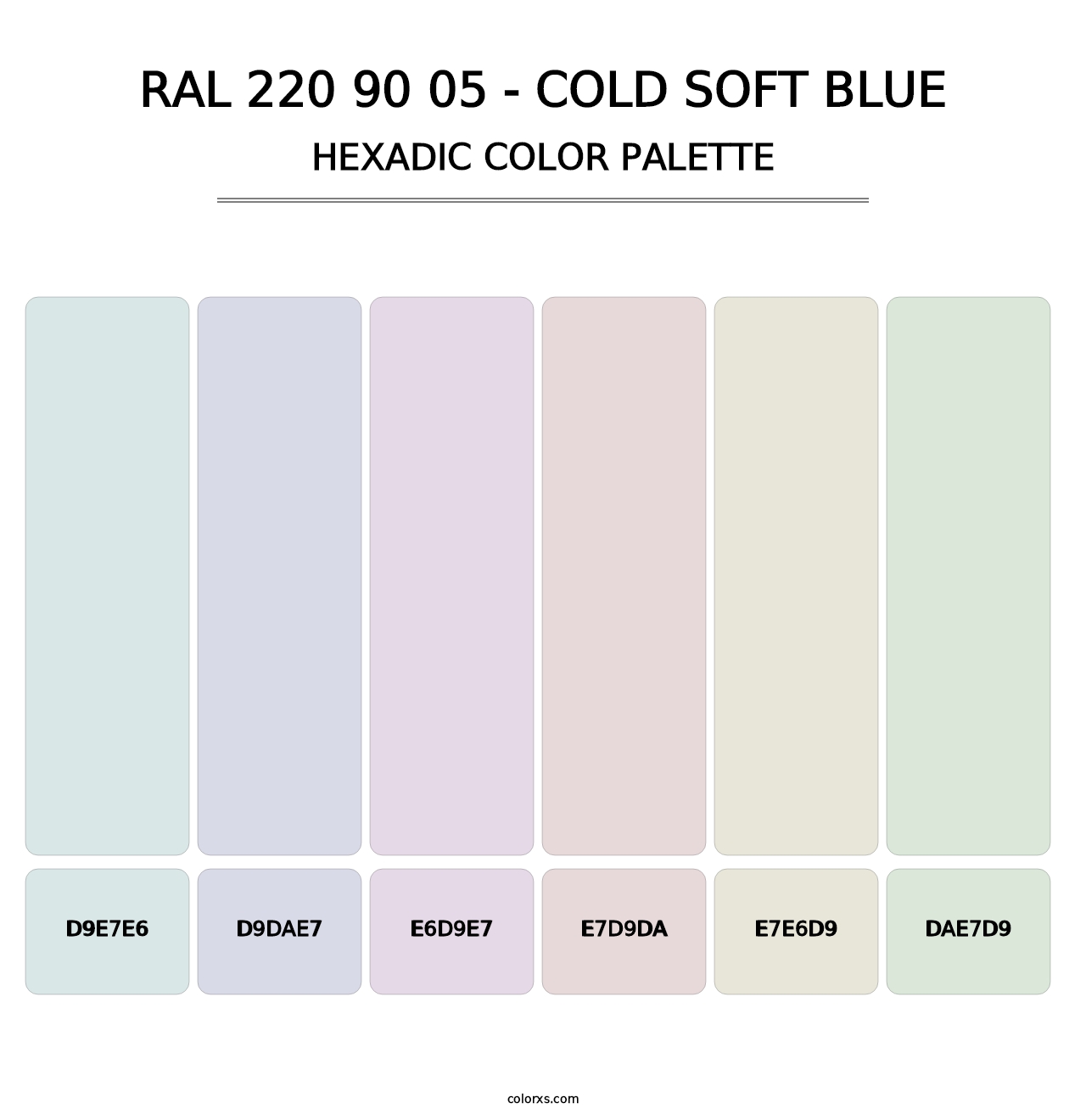 RAL 220 90 05 - Cold Soft Blue - Hexadic Color Palette