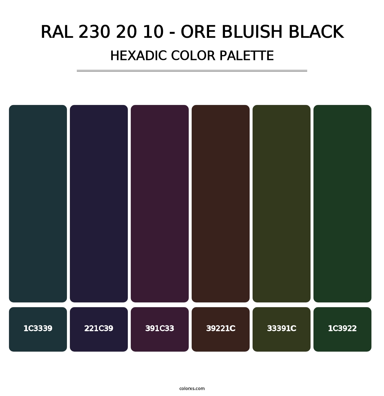 RAL 230 20 10 - Ore Bluish Black - Hexadic Color Palette