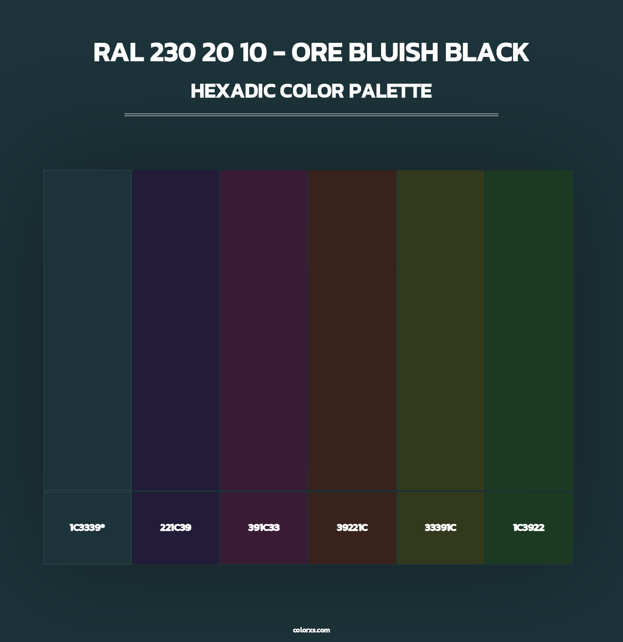 RAL 230 20 10 - Ore Bluish Black - Hexadic Color Palette
