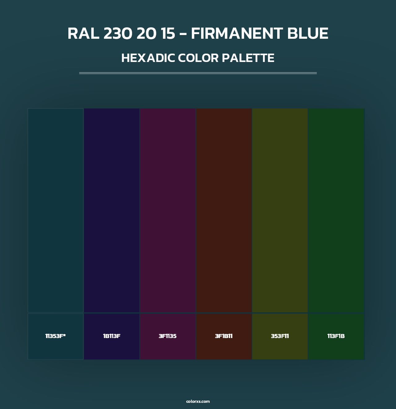 RAL 230 20 15 - Firmanent Blue - Hexadic Color Palette