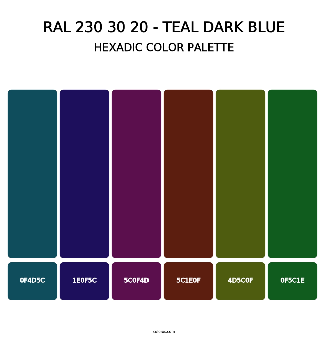 RAL 230 30 20 - Teal Dark Blue - Hexadic Color Palette