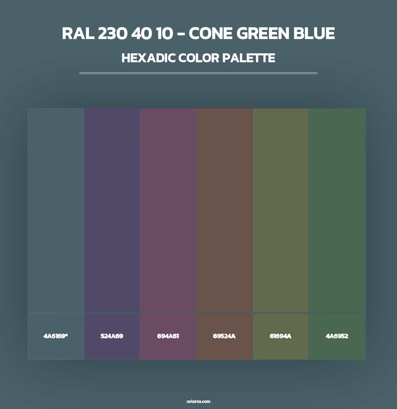 RAL 230 40 10 - Cone Green Blue - Hexadic Color Palette