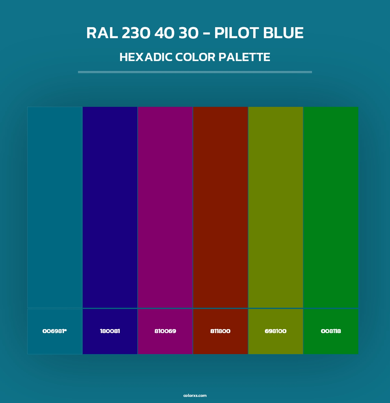 RAL 230 40 30 - Pilot Blue - Hexadic Color Palette