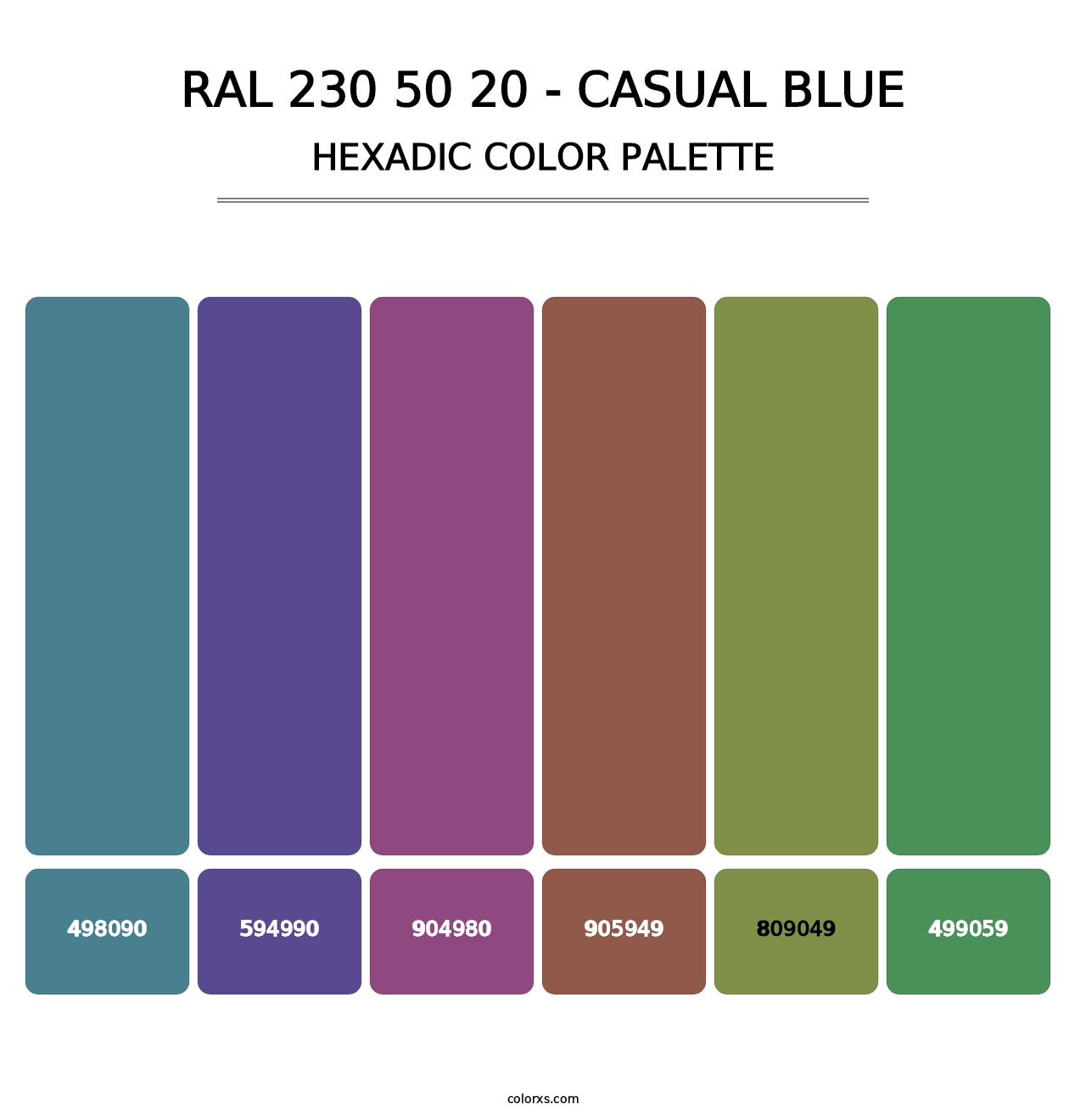 RAL 230 50 20 - Casual Blue - Hexadic Color Palette